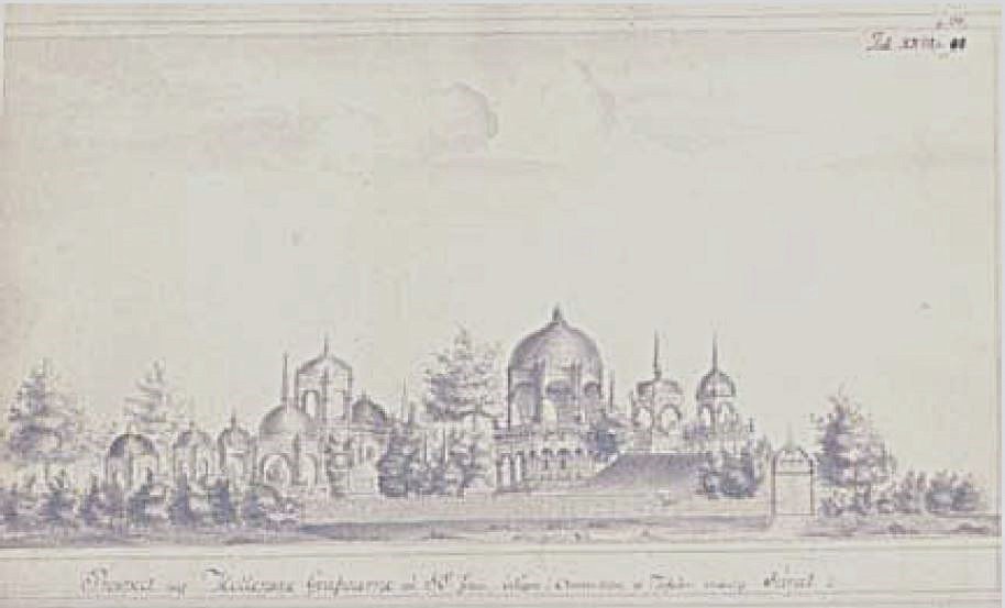Drawing of the Dutch burial ground at Surat, by Braad