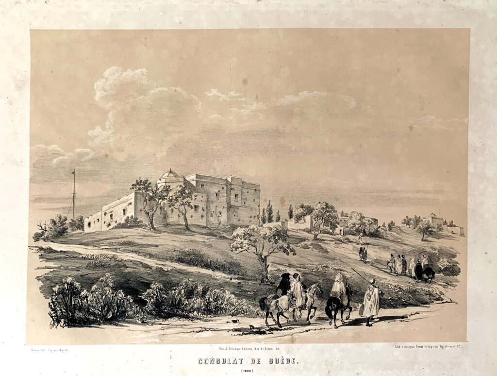 Le Consulat de Suède à Alger. Gravure de 1830. 