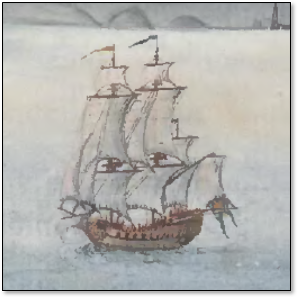 Le Gotha Leijon
Dessin de Carl Jehan Gethe, d’après son « Dagbok » , voyage du Gotha Leijon de la Companie Suédoise des Indes Orientales du 18 octobre 1746 au 20 juin 1749.
