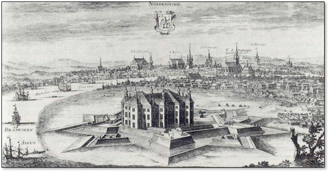Norrköping à la fin du XVIIe et le chateau de Johannisborg