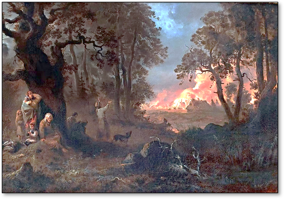 « Le village brûle », peinture de 1862 de Franciszek Kostrzewski.