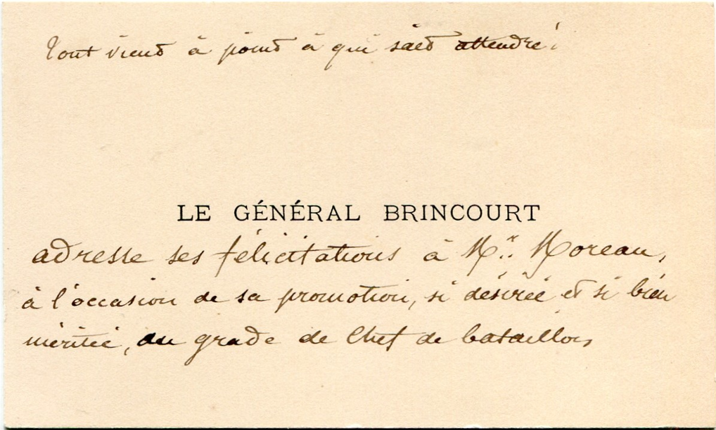 Carte de visite du Général Brincourt.